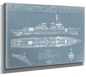 Bella Frye USS Mitscher (DDG-57) Blueprint Wall Art - Original Destroyer Print