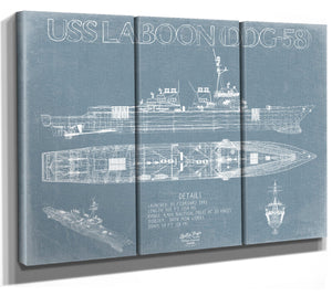 Bella Frye USS Laboon (DDG-58) Blueprint Wall Art - Original Destroyer Print