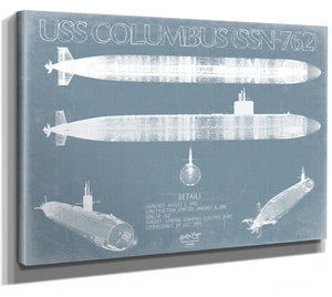 Bella Frye USS Columbus (SSN-762) Blueprint Wall Art - Original Submarine Print