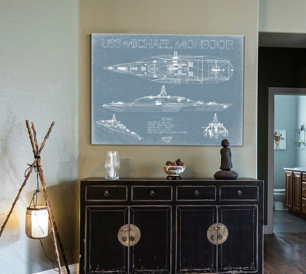 Bella Frye USS Michael Monsoor (DDG-1001) Blueprint Wall Art - Original Destroyer Print