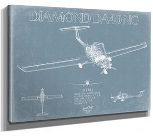 Bella Frye Diamond DA40-NG Aircraft Blueprint Wall Art - Original Airplane Print