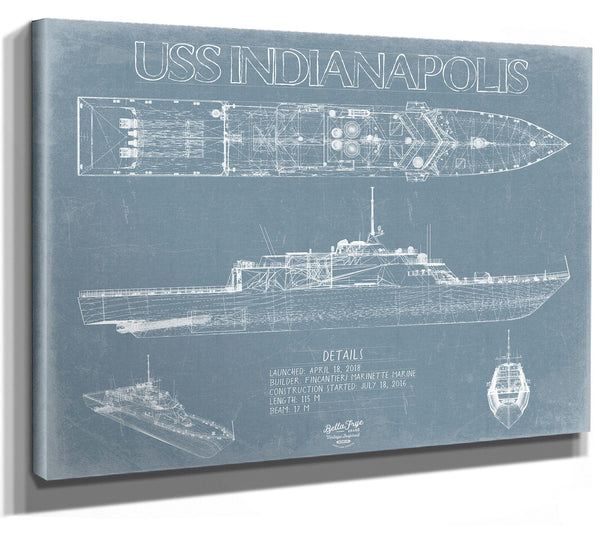 Bella Frye USS Indianapolis (LCS-17) Blueprint Wall Art - Original Littoral Combat Ship Print