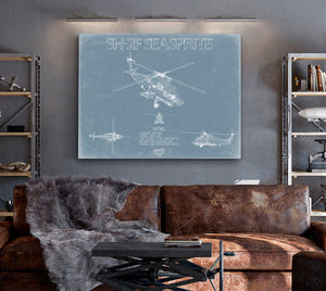 Bella Frye SH-2F Seasprite Lightning Blueprint Wall Art - Original Aviation Plane Print