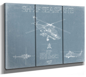 Bella Frye SH-2F Seasprite Lightning Blueprint Wall Art - Original Aviation Plane Print