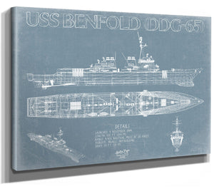 Bella Frye USS Benfold (DDG-65) Blueprint Wall Art - Original Destroyer Print