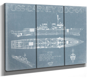 Bella Frye USS Carney (DDG-64) Blueprint Wall Art - Original Destroyer Print