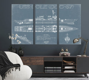 Bella Frye USS Cole (DDG-67) Blueprint Wall Art - Original Destroyer Print