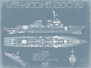 Bella Frye USS Higgins (DDG-76) Blueprint Wall Art - Original Destroyer Print