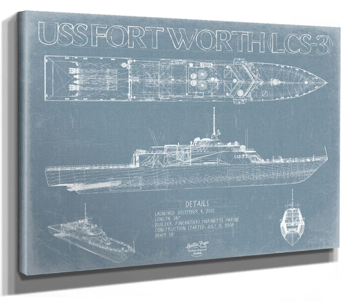 Bella Frye USS Fort Worth (LCS-3) Blueprint Wall Art - Original Littoral Combat Ship Print