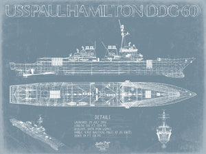 Bella Frye USS Paul Hamilton (DDG-60) Blueprint Wall Art - Original Destroyer Print