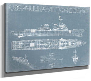 Bella Frye USS Paul Hamilton (DDG-60) Blueprint Wall Art - Original Destroyer Print