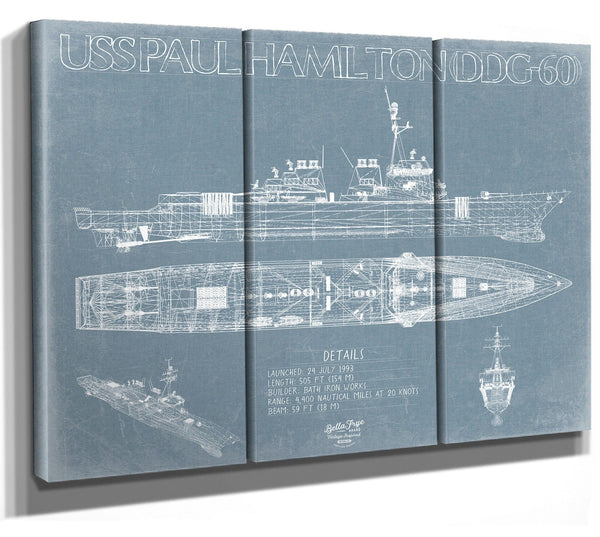 Bella Frye USS Paul Hamilton (DDG-60) Blueprint Wall Art - Original Destroyer Print