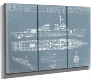 Bella Frye USS The Sullivans (DDG-68) Blueprint Wall Art - Original Destroyer Print