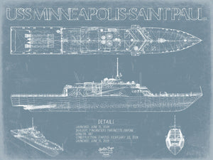 Bella Frye USS Minneapolis-Saint Paul (LCS-21) Blueprint Wall Art - Original Littoral Combat Ship Print