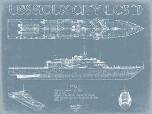 Bella Frye USS Sioux City (LCS 11) Blueprint Wall Art - Original Littoral Combat Ship Print