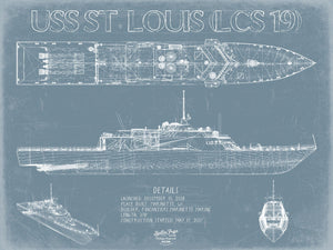 Bella Frye USS St. Louis (LCS 19) Blueprint Wall Art - Original Littoral Combat Ship Print