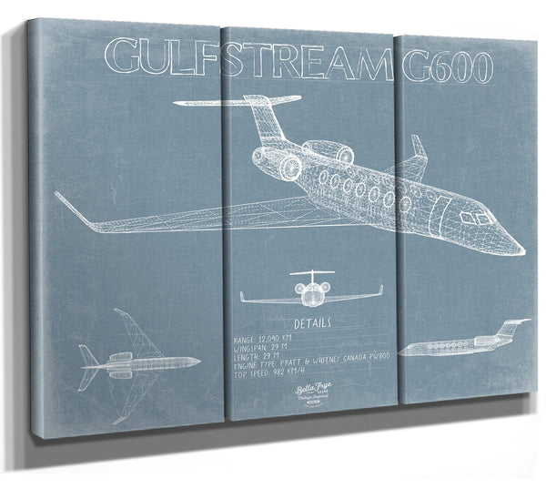 Bella Frye Gulfstream G600 Aircraft Blueprint Wall Art - Original Aviation Plane Print