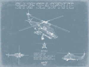 Bella Frye SH-2F Seasprite Lightning Blueprint Wall Art - Original Aviation Plane Print