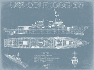 Bella Frye USS Cole (DDG-67) Blueprint Wall Art - Original Destroyer Print