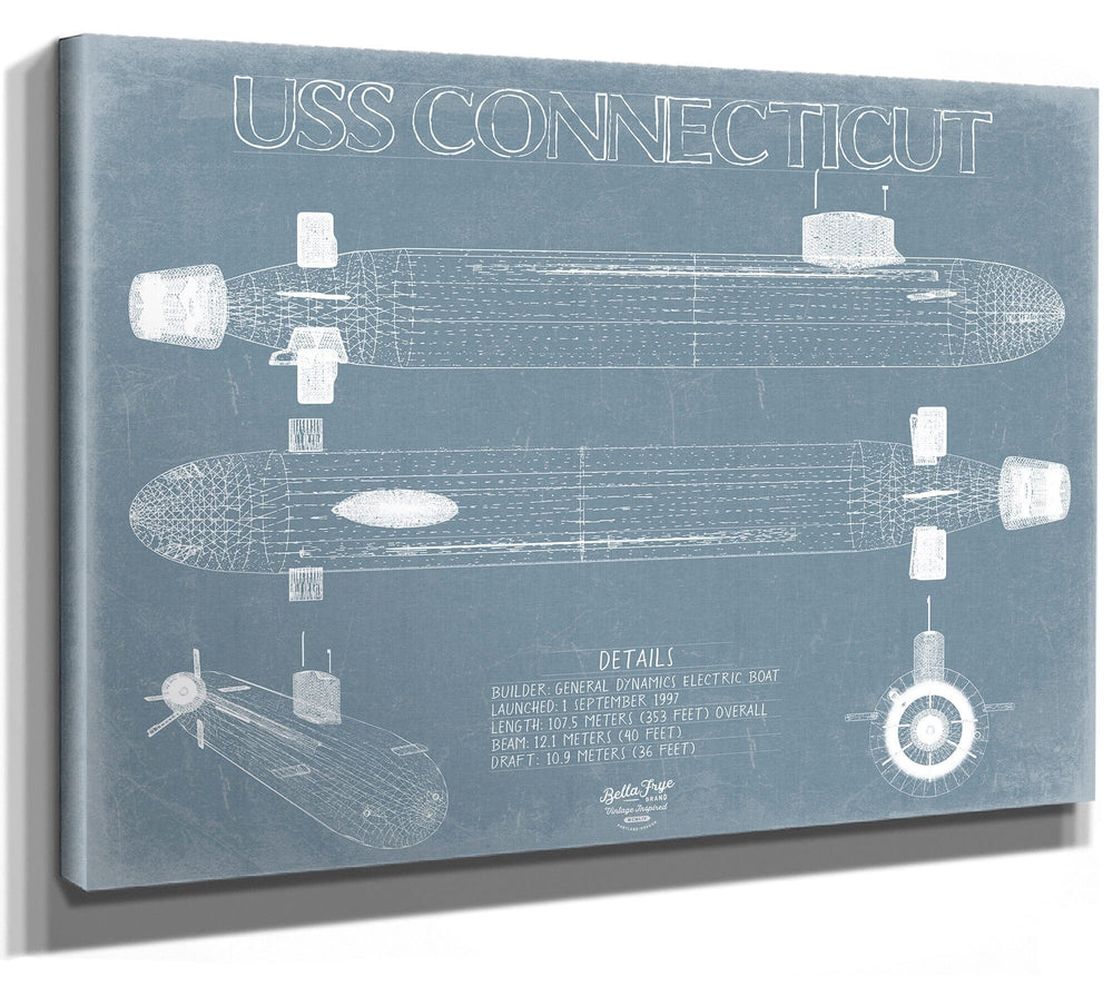 Bella Frye USS Connecticut (SSN-22) Blueprint Wall Art - Original Submarine Print