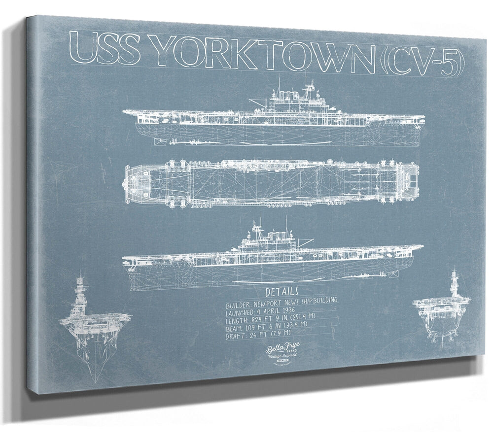 Bella Frye USS Yorktown (CV-5) Blueprint Wall Art - Original Carrier Print