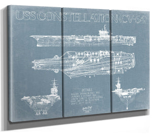 Bella Frye USS Constellation (CV-64) Blueprint Wall Art - Original Carrier Print