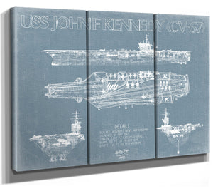 Bella Frye USS John F. Kennedy (CV-67) Blueprint Wall Art - Original Carrier Print