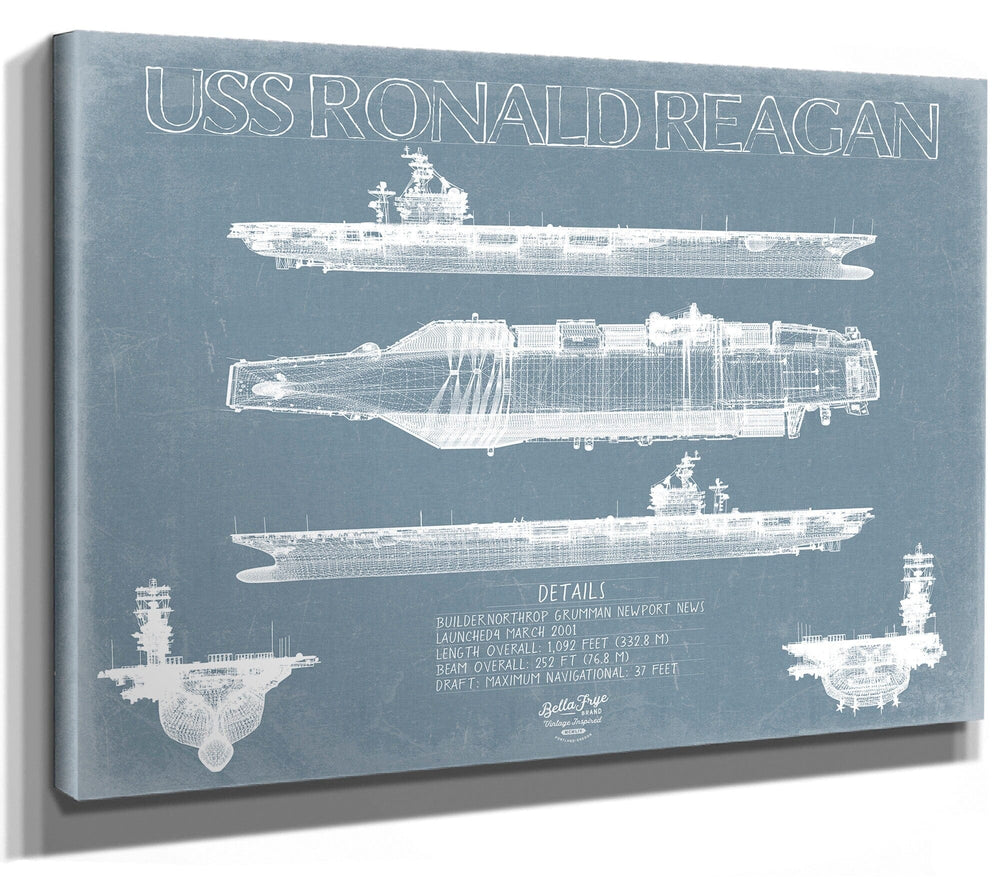 Bella Frye USS Ronald Reagan (CVN-76) Blueprint Wall Art - Original Carrier Print