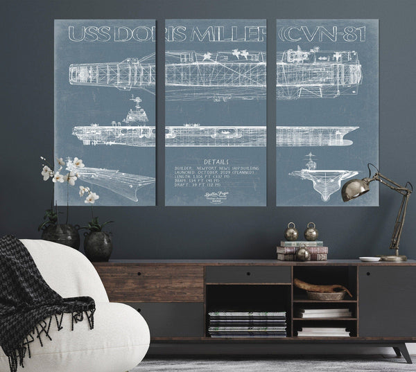 Bella Frye USS Doris Miller (CVN-81) Blueprint Wall Art - Original Carrier Print