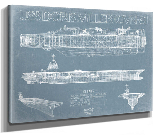 Bella Frye USS Doris Miller (CVN-81) Blueprint Wall Art - Original Carrier Print