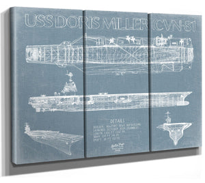 Bella Frye USS Doris Miller (CVN-81) Blueprint Wall Art - Original Carrier Print