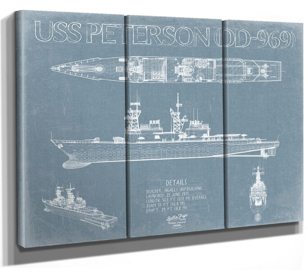 Bella Frye USS Peterson (DD-969) Blueprint Wall Art - Original Destroyer Print