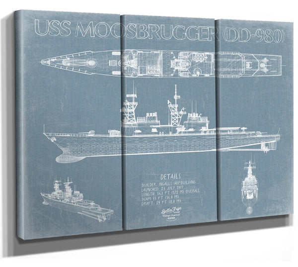 Bella Frye USS Moosbrugger (DD-980) Blueprint Wall Art - Original Destroyer Print