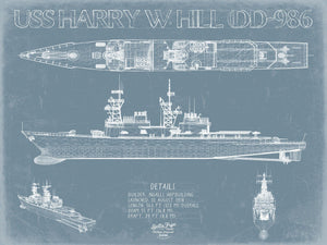 Bella Frye USS Harry W. Hill (DD-986) Blueprint Wall Art - Original Destroyer Print