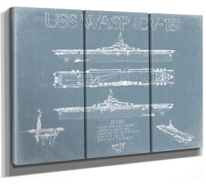 Bella Frye USS Wasp (CV-18) Blueprint Wall Art - Original Carrier Print