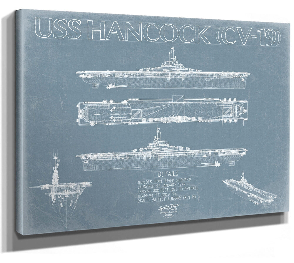 Bella Frye USS Hancock (CV-19) Blueprint Wall Art - Original Carrier Print