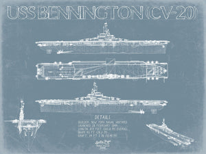 Bella Frye USS Bennington (CV-20) Blueprint Wall Art - Original Carrier Print