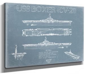 Bella Frye USS Boxer (CV-21) Blueprint Wall Art - Original Carrier Print