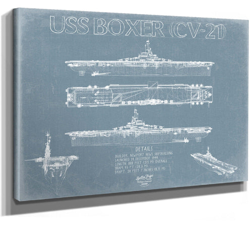 Bella Frye USS Boxer (CV-21) Blueprint Wall Art - Original Carrier Print