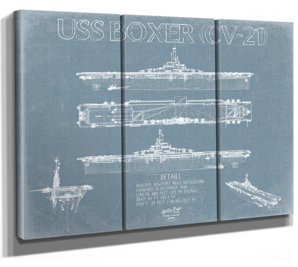 Bella Frye USS Boxer (CV-21) Blueprint Wall Art - Original Carrier Print