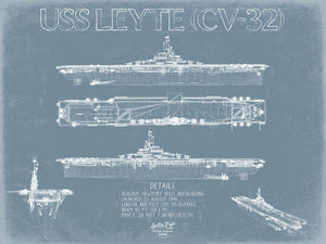 Bella Frye USS Leyte (CV-32) Blueprint Wall Art - Original Carrier Print