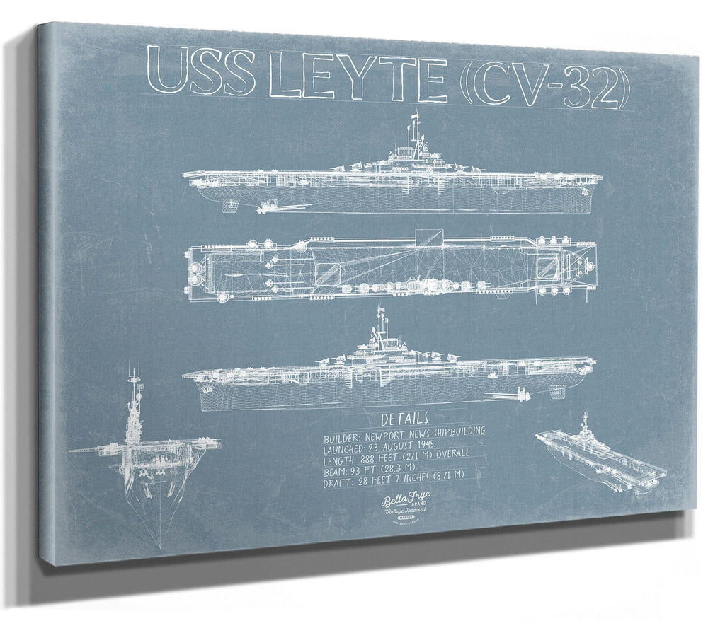 Bella Frye USS Leyte (CV-32) Blueprint Wall Art - Original Carrier Print