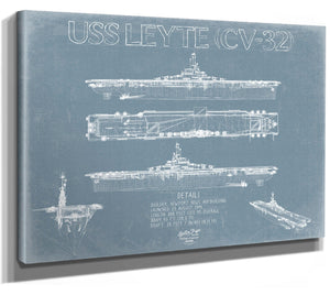 Bella Frye USS Leyte (CV-32) Blueprint Wall Art - Original Carrier Print