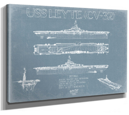 Bella Frye USS Leyte (CV-32) Blueprint Wall Art - Original Carrier Print