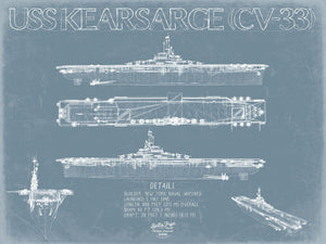 Bella Frye USS Kearsarge (CV-33) Blueprint Wall Art - Original Carrier Print