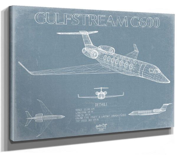 Bella Frye Gulfstream G600 Aircraft Blueprint Wall Art - Original Aviation Plane Print