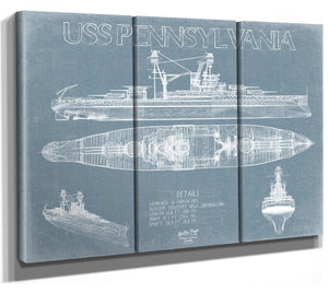 Bella Frye USS Pennsylvania (BB-38) Blueprint Wall Art - Original Carrier Print