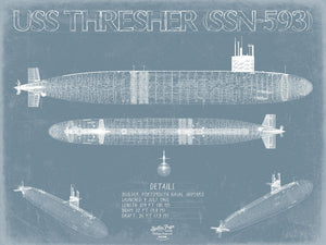 Bella Frye USS Thresher (SSN-593) Blueprint Wall Art - Original Submarine Print