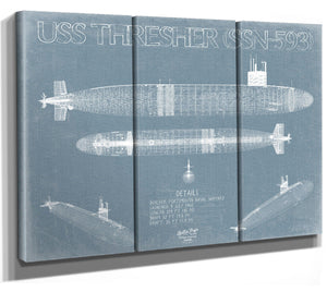 Bella Frye USS Thresher (SSN-593) Blueprint Wall Art - Original Submarine Print