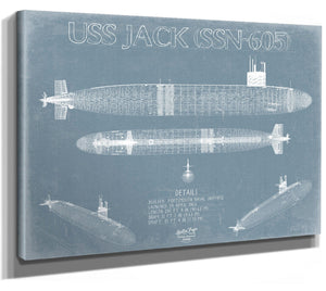 Bella Frye USS Jack (SSN-605) Blueprint Wall Art - Original Submarine Print